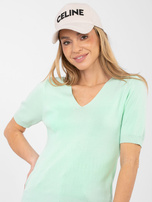 Jasnozielony damski sweter z domieszką wiskozy