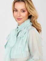Jasnomiętowa rozpinana koszula z rękawem typu dzwon