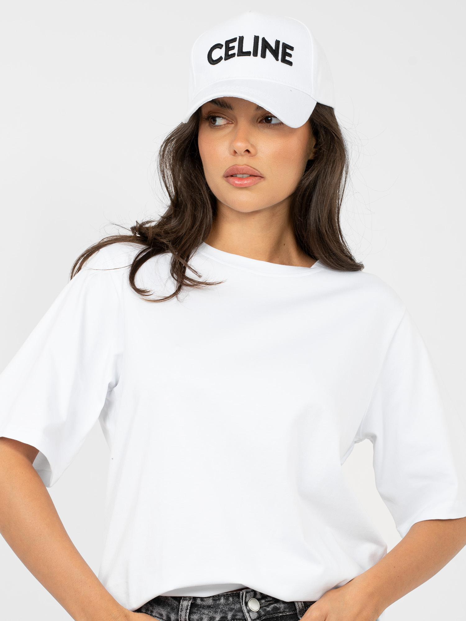 Weißes Basic-T-Shirt mit Rundhalsausschnitt RUE PARIS.