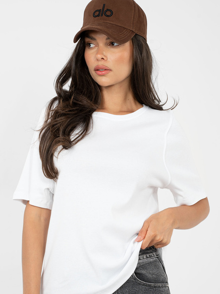 Biały bawełniany t-shirt basic RUE PARIS