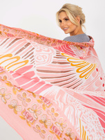 Hurt Jasnoróżowa bawełniana chusta w kolorowe wzory 