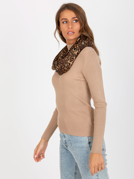 Hurtownia Ciemnobeżowy damski komin w cętki