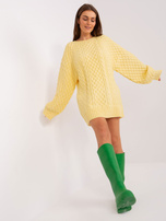 Hurt Jasnożółta sukienka dzianinowa o kroju oversize