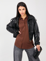 Brązowa damska koszula oversize z kołnierzykiem 