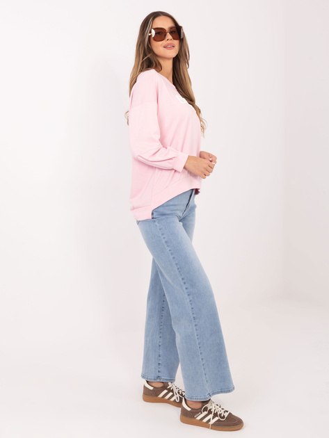 Jasnoróżowa damska bluza z wypukłym napisem RUE PARIS