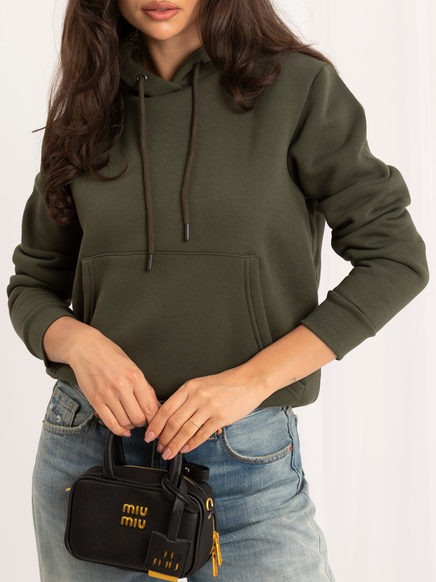 Hurt Khaki dresowa damska bluza basic kangurka RUE PARIS