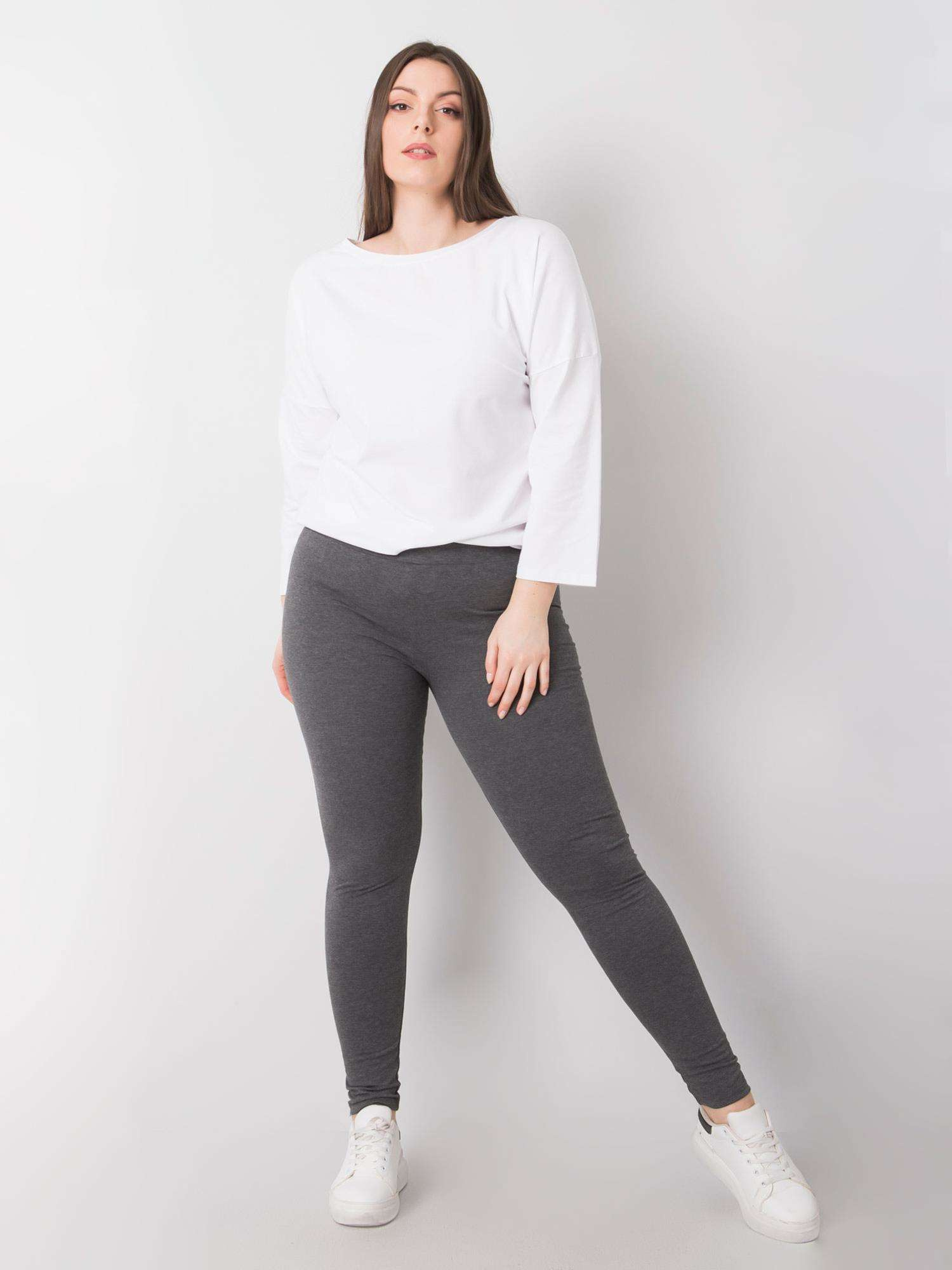 Tmavě šedé melírované legíny z bavlny plus size Phoebe.