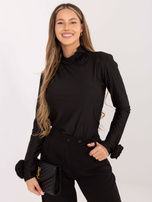 Czarna wizytowa bluzka z ozdobnymi różami