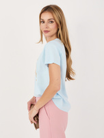 Jasnoniebieski damski t-shirt z bawełny