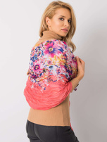 Koralowa chusta w kwiaty