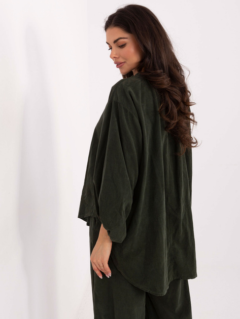 Khaki sztruksowa bluzka od kompletu