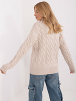 Hurt Jasnobeżowy sweter z golfem i długim rękawem