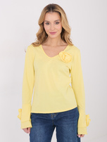 Jasnożółta bluzka z rękawem typu dzwon