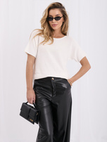 Ecru reversible basic sweater with wide sleeves.