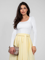 Biała dopasowana bluzka basic z długim rękawem RUE PARIS 