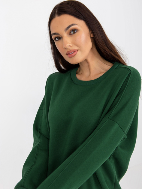 Hurt Ciemnozielona dresowa bluza basic z długim rękawem