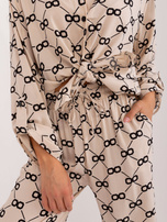 Hurt Jasnobeżowy damski komplet letni z koszulą