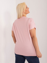 Hurt Jasnoróżowa bluzka plus size z kwiatową aplikacją