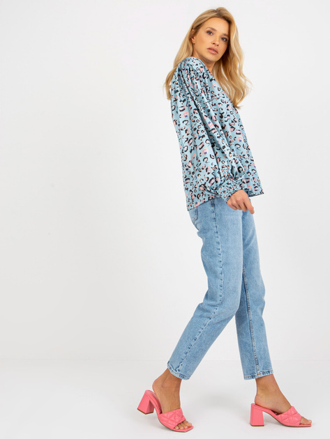 Hurt Niebiesko-czarna koszula w panterkę z imitacji satyny