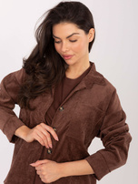 Czekoladowa rozpinana koszula ze sztruksu SUBLEVEL 