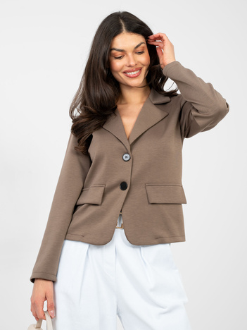 Brązowa dresowa marynarka z imitacją kieszeni