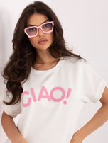 Ecru damska bluzka oversize z napisem RUE PARIS 