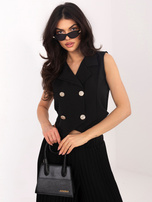 Czarny elegancki komplet z krótką kamizelką