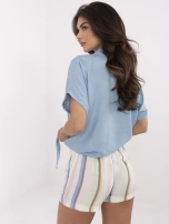 Niebieska krótka koszula z wiązaniem