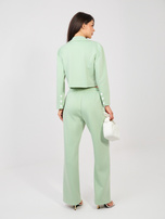 Pistacjowy dwurzędowy komplet z prostymi spodniami RUE PARIS 