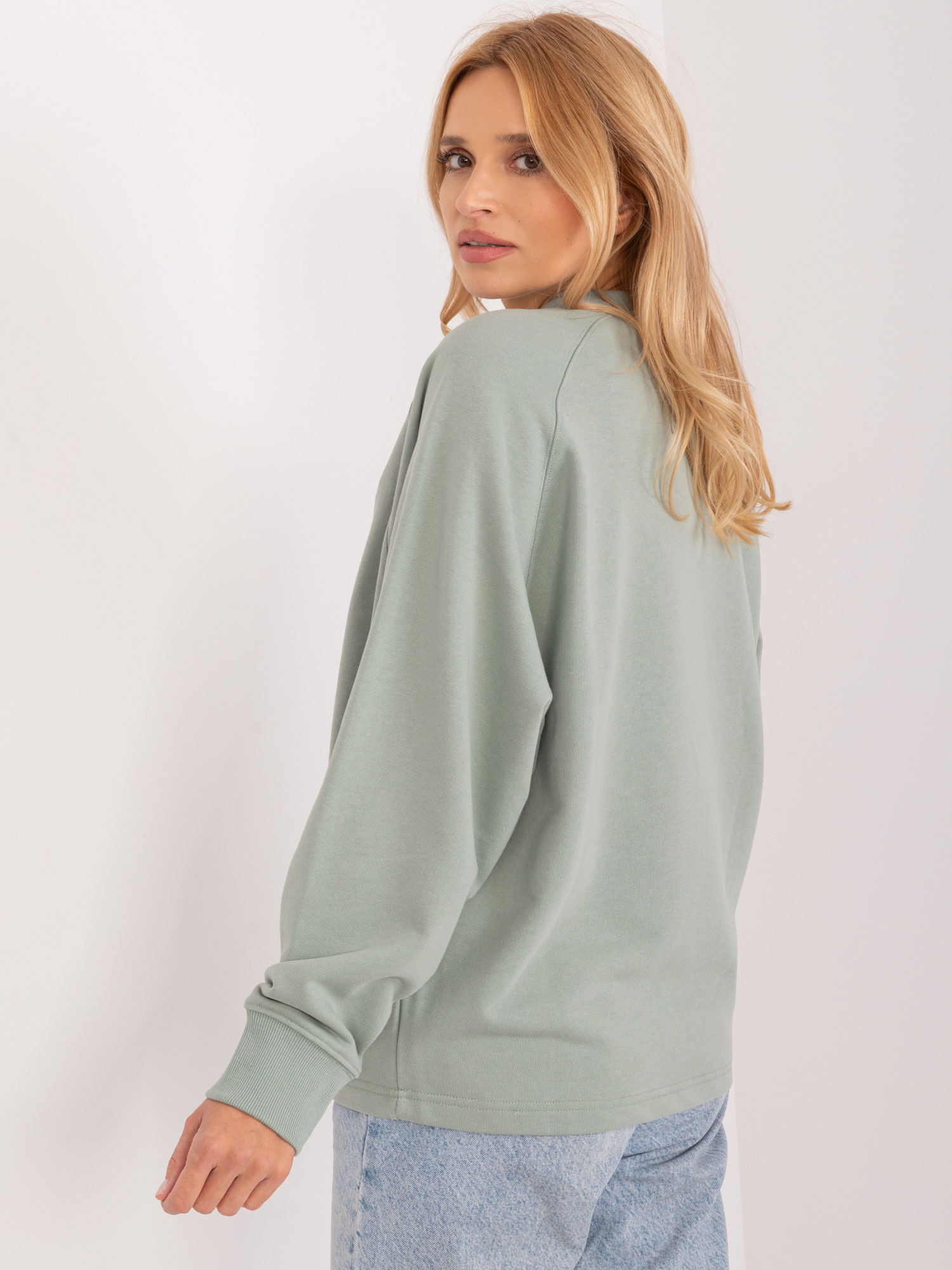 Hurt Pistacjowa dresowa bluza bez kaptura SUBLEVEL