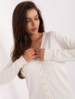 Ecru-Cardigan mit V-Ausschnitt.