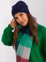 Hurt Granatowa czapka zimowa z aplikacją 