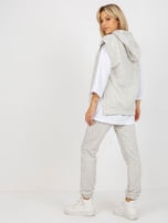 Hurt Jasnoszary trzyczęściowy komplet casualowy z bluzką