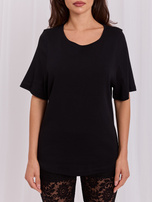 Schwarzes Basic-T-Shirt in einheitlicher Farbe RUE PARIS.