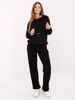 Czarno-beżowy dresowy komplet z prostymi spodniami