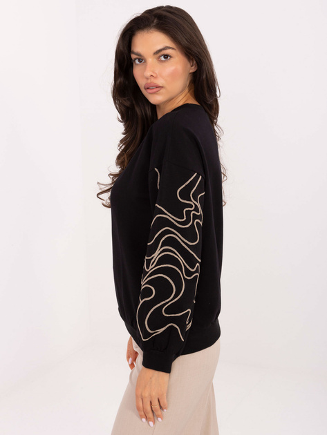 Czarna damska bluza z haftem na rękawach