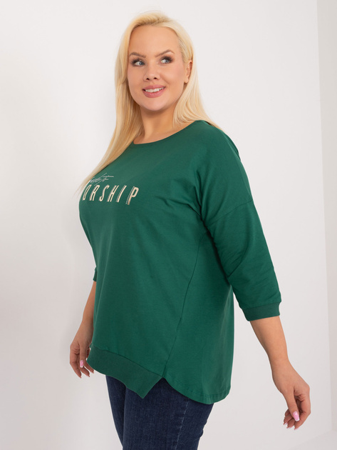 Hurt Ciemnozielona bluzka plus size z aplikacją