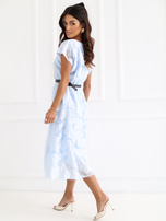 Jasnoniebieska elegancka sukienka z podszewką RUE PARIS