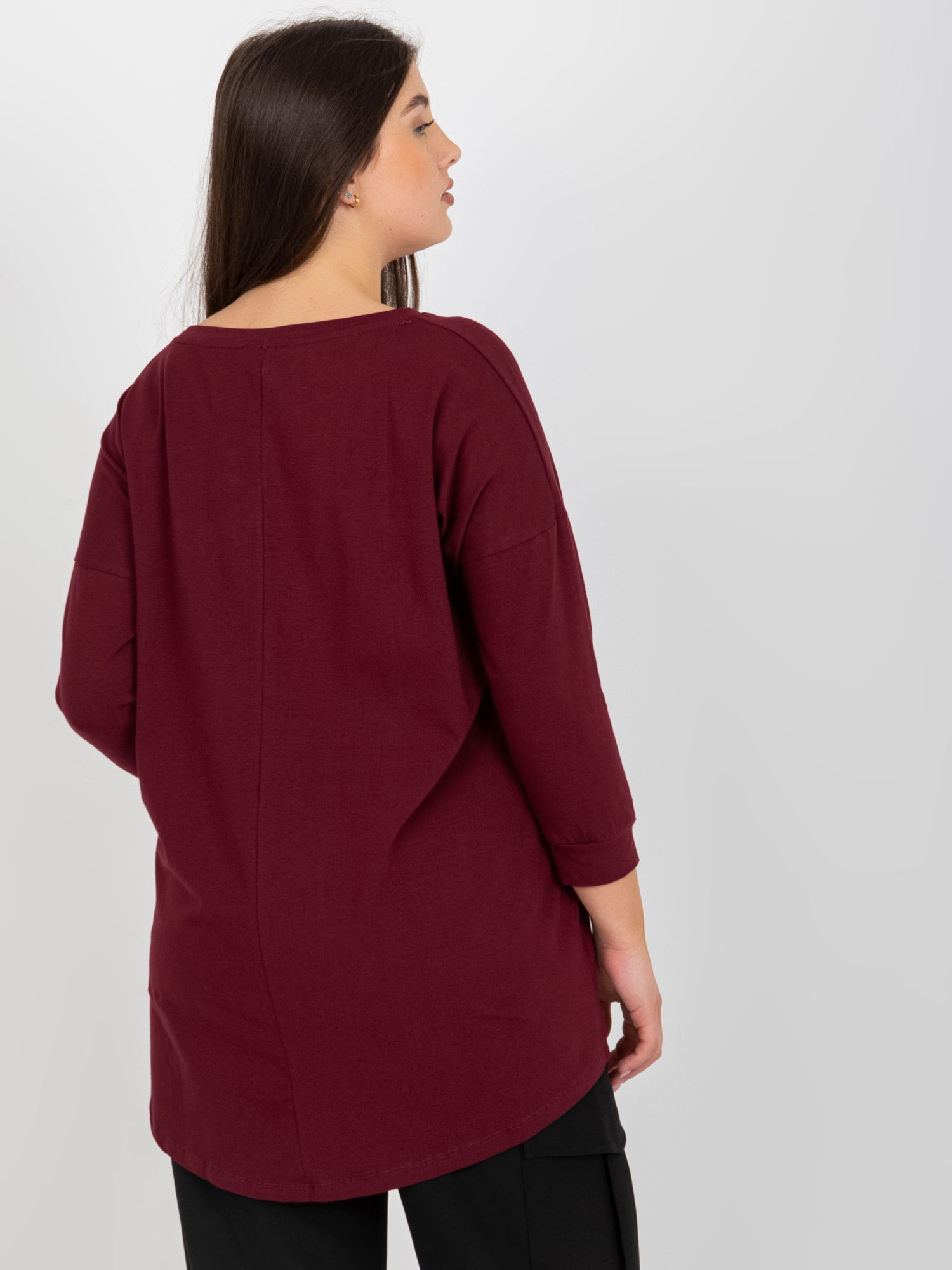 Hurt Śliwkowa bluzka plus size z rękawem 3/4
