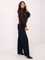 Czekoladowa elegancka koszula z wiązaniem