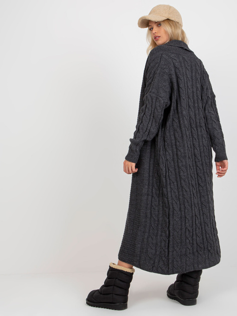 Hurt Ciemnoszary trzyczęściowy komplet dzianinowy z kardiganem