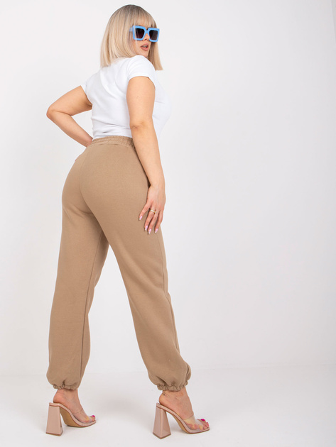 Ciemnobeżowe dresowe spodnie plus size bawełniane Banni