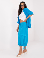 Niebieska sztruksowa spódnica z ściągaczami RUE PARIS 