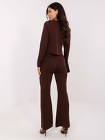 Brązowy dzianinowy komplet z krótkim swetrem  