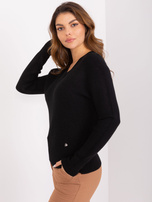 Hurt Czarny klasyczny sweter z dekoltem V