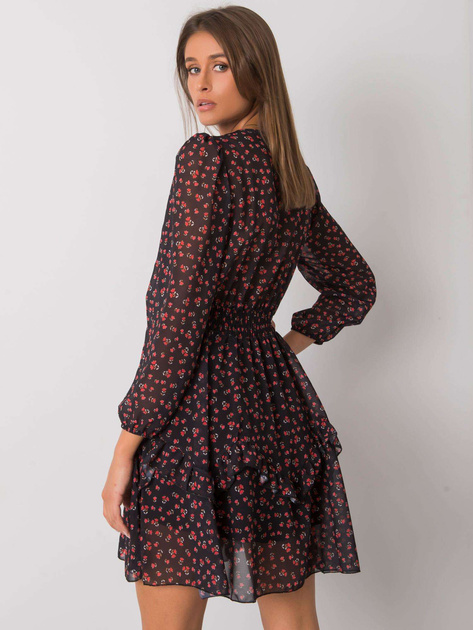 Czarno-czerwona sukienka z falbanami Lianne OCH BELLA