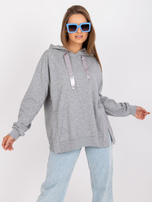 Szara melanżowa dresowa bluza z kapturem z bawełny