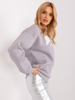 Hurt Szaro-biała ocieplana bluza oversize bez kaptura