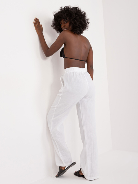 Białe spodnie na lato z muślinowej bawełny SUBLEVEL