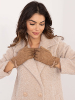 Hurt Camelowe damskie rękawiczki z kokardą